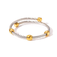 Load image into Gallery viewer, Two Tone Knot Twisted Bangle