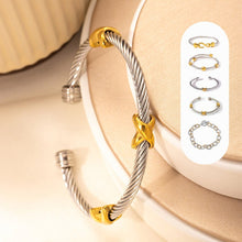 Load image into Gallery viewer, Two Tone Knot Twisted Bangle