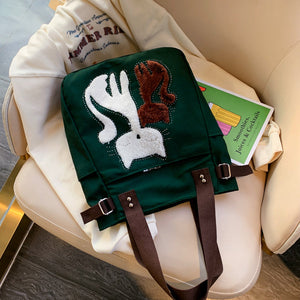 Large Capacity Cat Printing Canvas Shoulder Bag