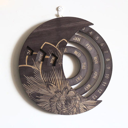 Wooden Wall Mounted Moon Calendar