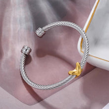 Load image into Gallery viewer, Two Tone Knot Twisted Bangle