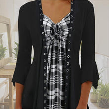 Load image into Gallery viewer, Plaid Patchwork 3/4 Sleeve Top