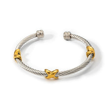Load image into Gallery viewer, Two Tone Knot Twisted Bangle