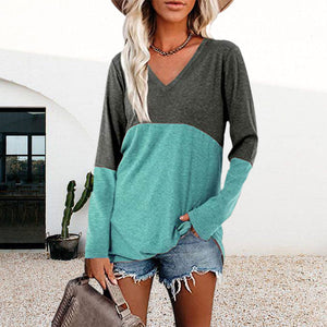 Contrast Panel Long Sleeve Top