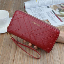 Load image into Gallery viewer, Women Double Zipper Leather Brand Retro Long Wallet