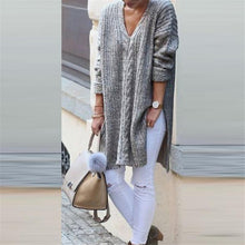 Load image into Gallery viewer, Womens Knitted Split Long Sleeve Loose Kint Sweater