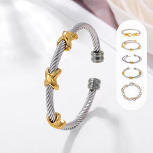 Load image into Gallery viewer, Two Tone Knot Twisted Bangle